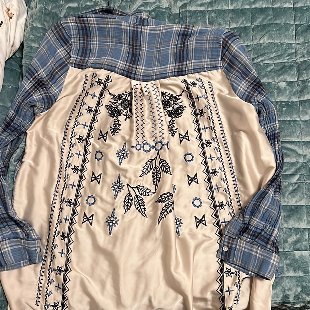 JANE AND DELANCY Plaid Decorative Button Down